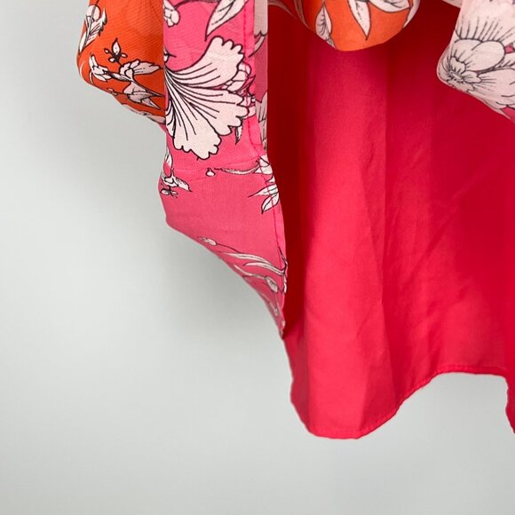Vince Camuto Womens Floral Chiffon Shift Dress Pink Orange Flowy size 2 - Picture 5 of 12